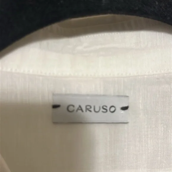 Caruso Men’s White Linen Button Down Shirt - Picture 5 of 8